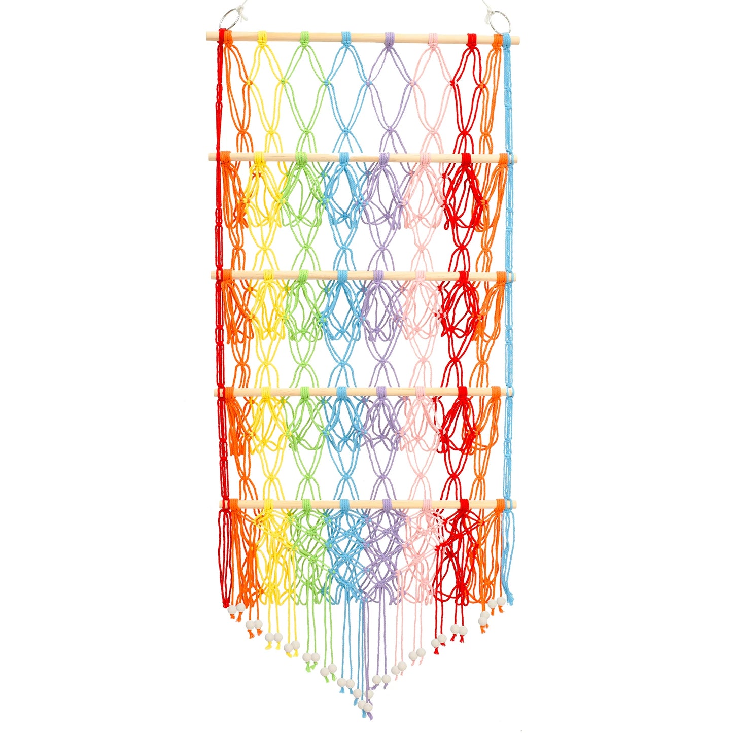 Stuffed Animal Toy Net Hammock Handmade Woven Cotton Rope Decoration Wall Hanging Organizer  Toy Doll Hammock ﻿