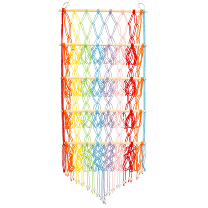 Stuffed Animal Toy Net Hammock Handmade Woven Cotton Rope Decoration Wall Hanging Organizer  Toy Doll Hammock ﻿