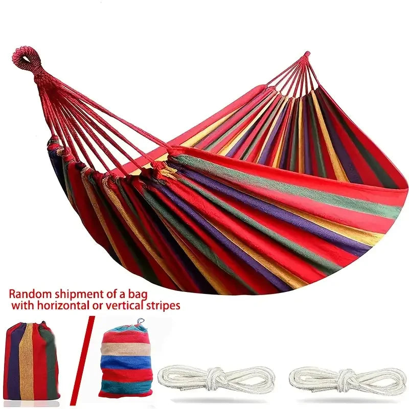 Single Wide Thick Canvas Hammock Outdoor Camping Backpackaging Leisure Swing Portable Hanging Bed Sleeping Swing Hammock