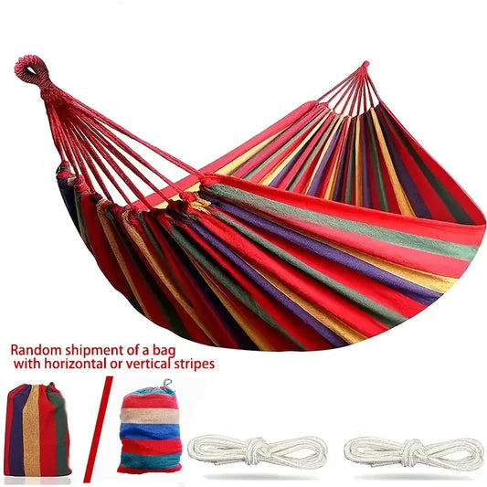 Single Wide Thick Canvas Hammock Outdoor Camping Backpackaging Leisure Swing Portable Hanging Bed Sleeping Swing Hammock