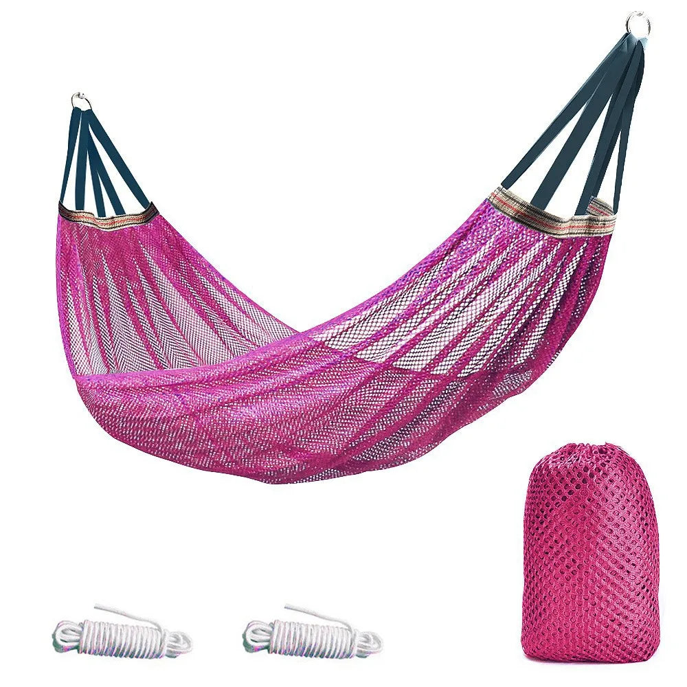 Simple Portable Mesh Hammock Breathable Foldable Ice Silk Hanging Bed With Storage Bag Anti-rollover Outdoor Camping Swing Patio