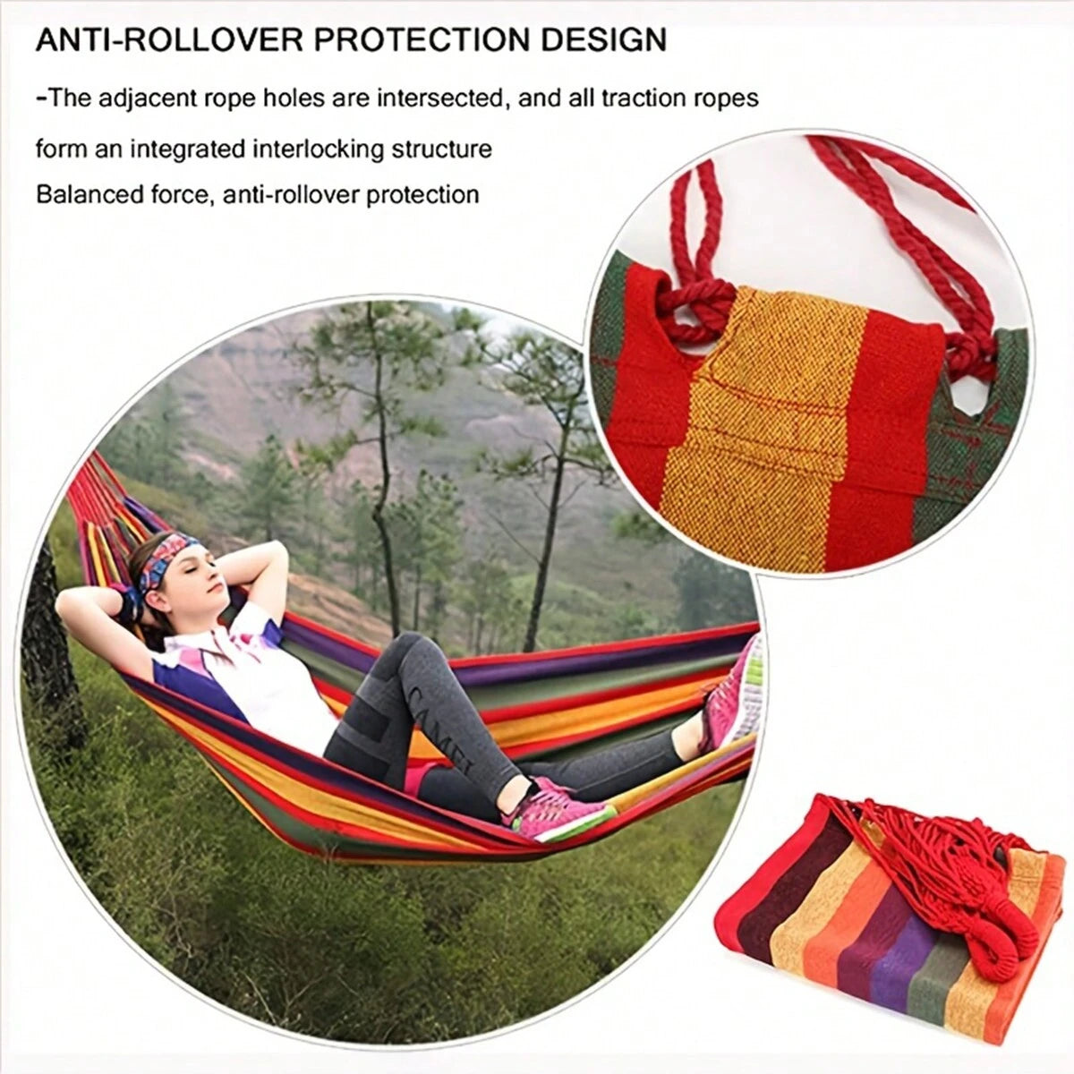 Outdoor Garden Camping Hammock With Tree Straps For Hanging, Durable Hammock, Portable Hammock With Travel Bag Perfect Outdoor