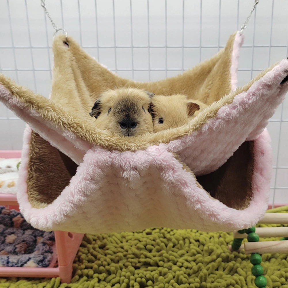 Glider Double Pile Hammock Guinea Pig Flower Branch Mouse Squirrel Autumn Winter Warm Hammock Jumping Pet Hanging Nest Bed