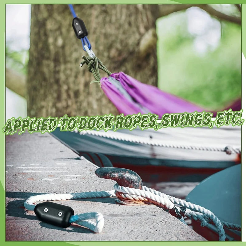 AA46 4 Pcs 5/8 Inch Rope Clamps Large Reusable Rope Clamp Black Plastic Rope Connector Clamp Suitable For 11-12 Mm Nylon Rope