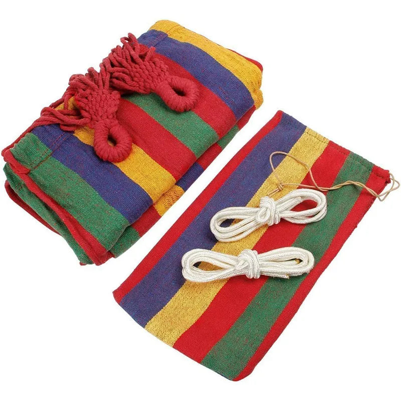 Single Wide Thick Canvas Hammock Outdoor Camping Backpackaging Leisure Swing Portable Hanging Bed Sleeping Swing Hammock