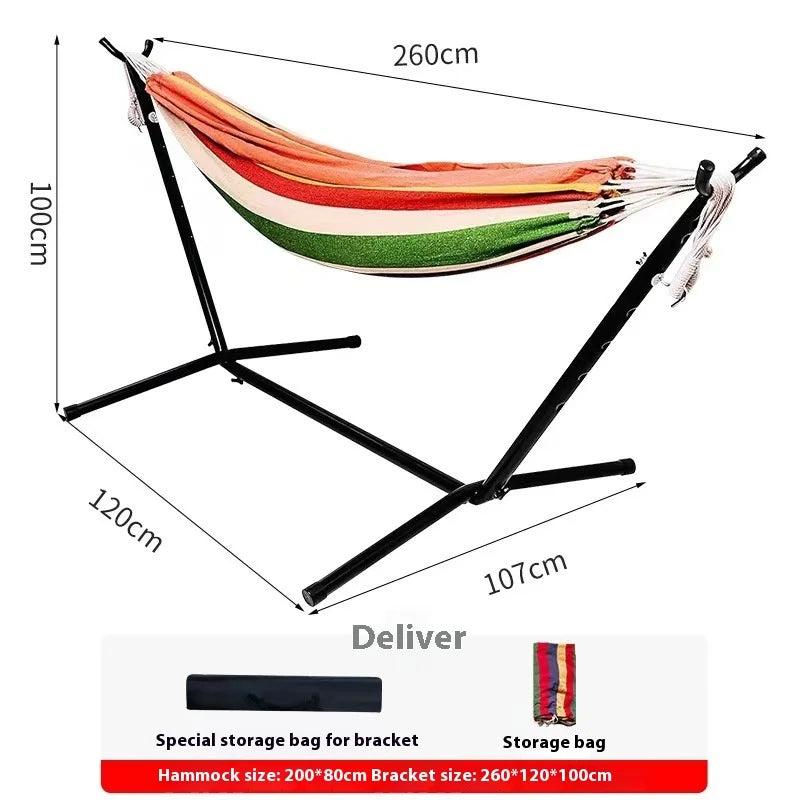 Indoor Lunch Break Outdoor Horn Hammock Stand Reinforced and Stabilized Mesh Bed Outdoor Canvas Swing Camping