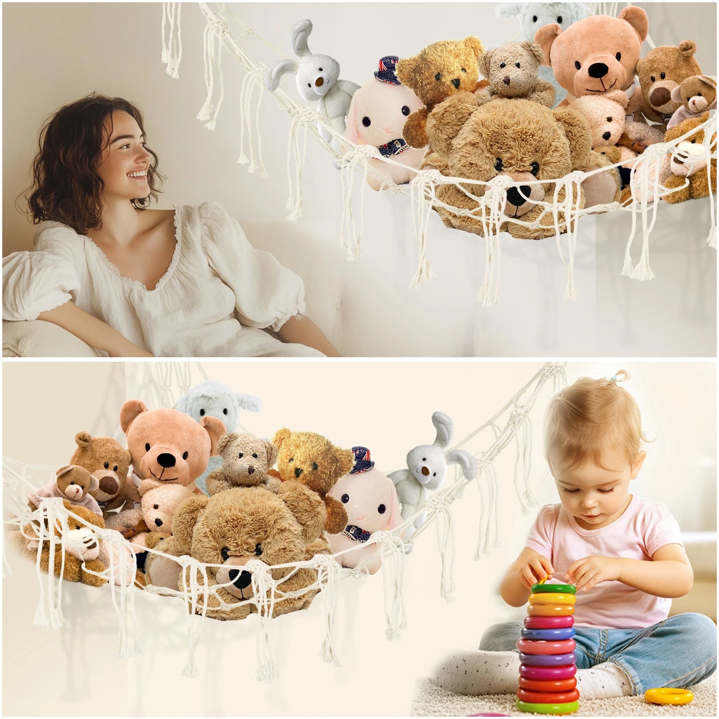 Teddy Hammock Cuddly Toy Storage Hammock for Stuffed Animals Teddy Bear Hanging Toy Storage Soft Plush Toy Storage Net
