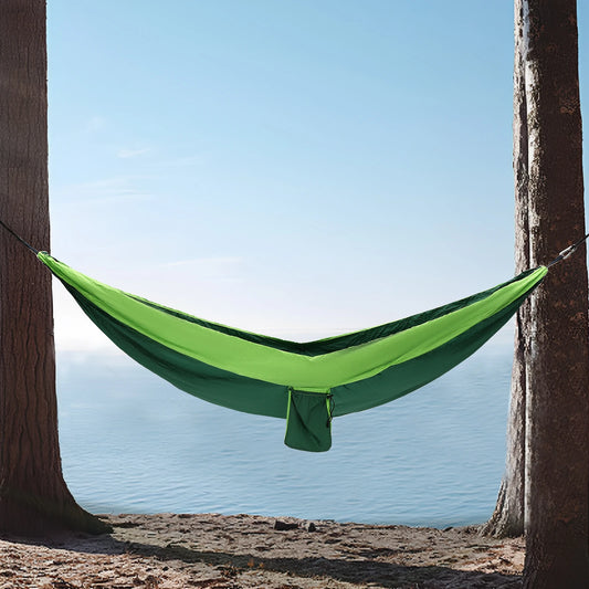 Portable Camping Hammock 270 * 140cm, Load-bearing 300KG, Easy Setup Outdoor Parachute Hammock with Storage Bag for Travel BBQ