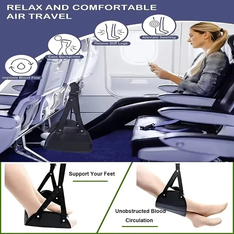 Comfy Hanger Travel Airplane Footrest Hammock Premium Memory Cotton Foot Resting Hammock for Travel Office Leg Hammock Camping