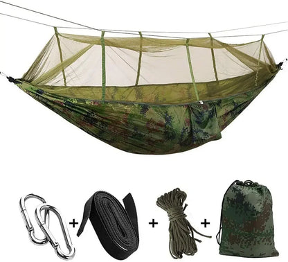 Hammock Double Camping Garden with Mosquito Net - Outdoor Furniture Bed High Strength Parachute Fabric Portable Hanging Sleep