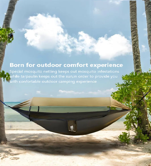 Waterproof Durable Outdoor Camping Hammock with Mosquito Net And Awning Lightweight Portable Sun Protection Leisure Swing