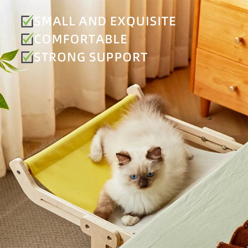 The Cat Hammock Features A Suspended, Super-heavy Cotton and Linen Fabric That Is Scratch-resistant, Breathable and Adjustable