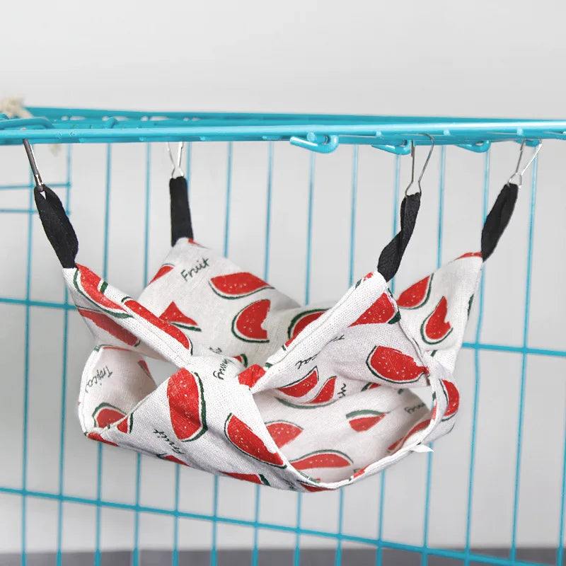 햄스터 Pet Hammock Cotton Hamster Mouse Hanging Bed Small Pet Hamster Rabbit Double Layer Warm Sleep Nests Hanging Hammock Supplies