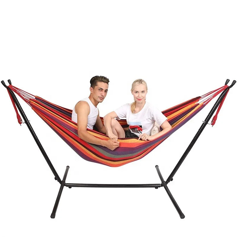 Outdoor Backyard Garden Double Hammock with Stand