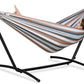 Double Hammock with Steel Stand  Outside Garden Yard Outdoor Camping 2 People Standing Hammocks and  Carrying Bag