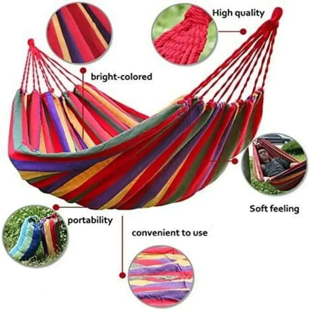 Single Wide Thick Canvas Hammock Outdoor Camping Backpackaging Leisure Swing Portable Hanging Bed Sleeping Swing Hammock