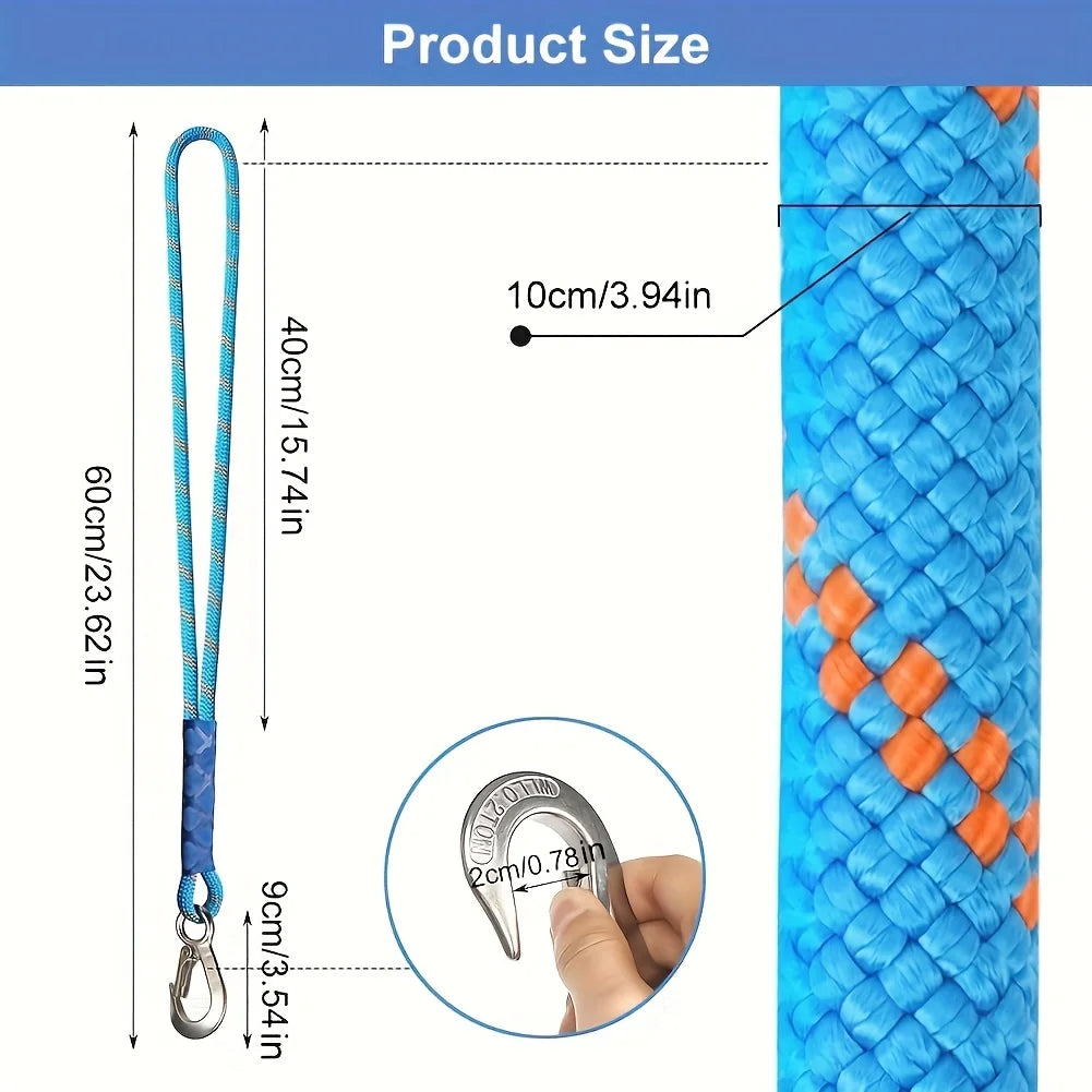 2 pcs Durable Nylon Hanging Ropes with Metal Hooks - UV, Weather, and Abrasion Resistant - Suitable for Outdoor Hammocks