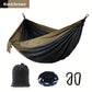 Colorful block nylon hammock with mountain buckle - Durable outdoor camping and travel equipment, including straps