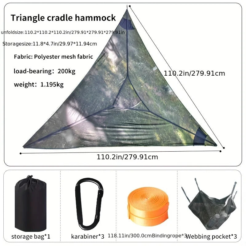 1 PCS Outdoor triangular hammock suitable for multiple people,large camping hammock swing outdoor triangular hammock