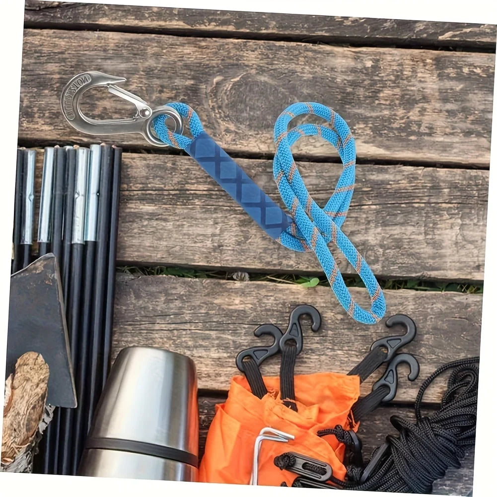 2 pcs Durable Nylon Hanging Ropes with Metal Hooks - UV, Weather, and Abrasion Resistant - Suitable for Outdoor Hammocks