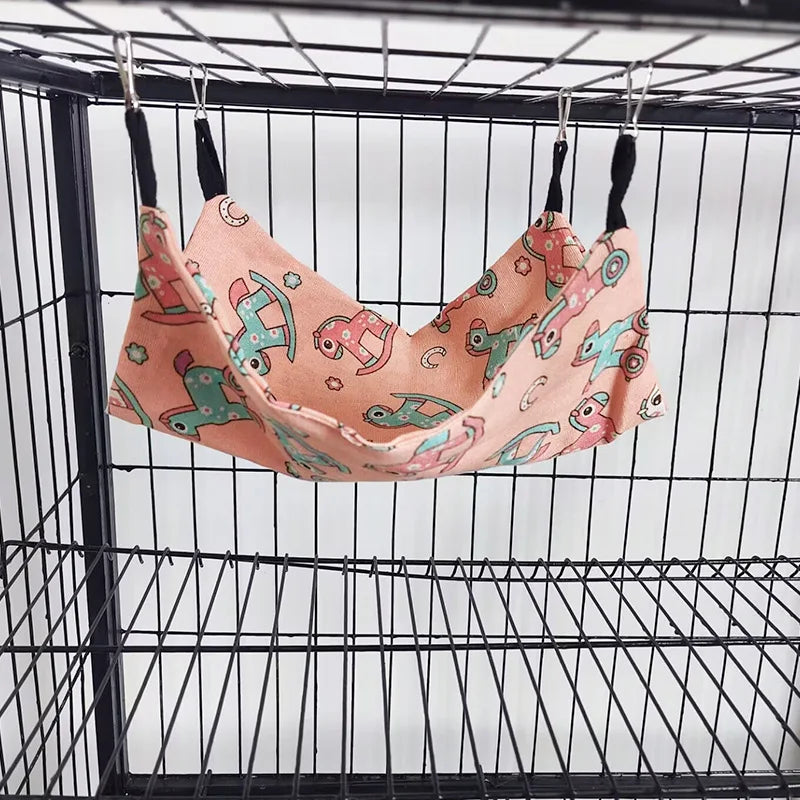 햄스터 Pet Hammock Cotton Hamster Mouse Hanging Bed Small Pet Hamster Rabbit Double Layer Warm Sleep Nests Hanging Hammock Supplies