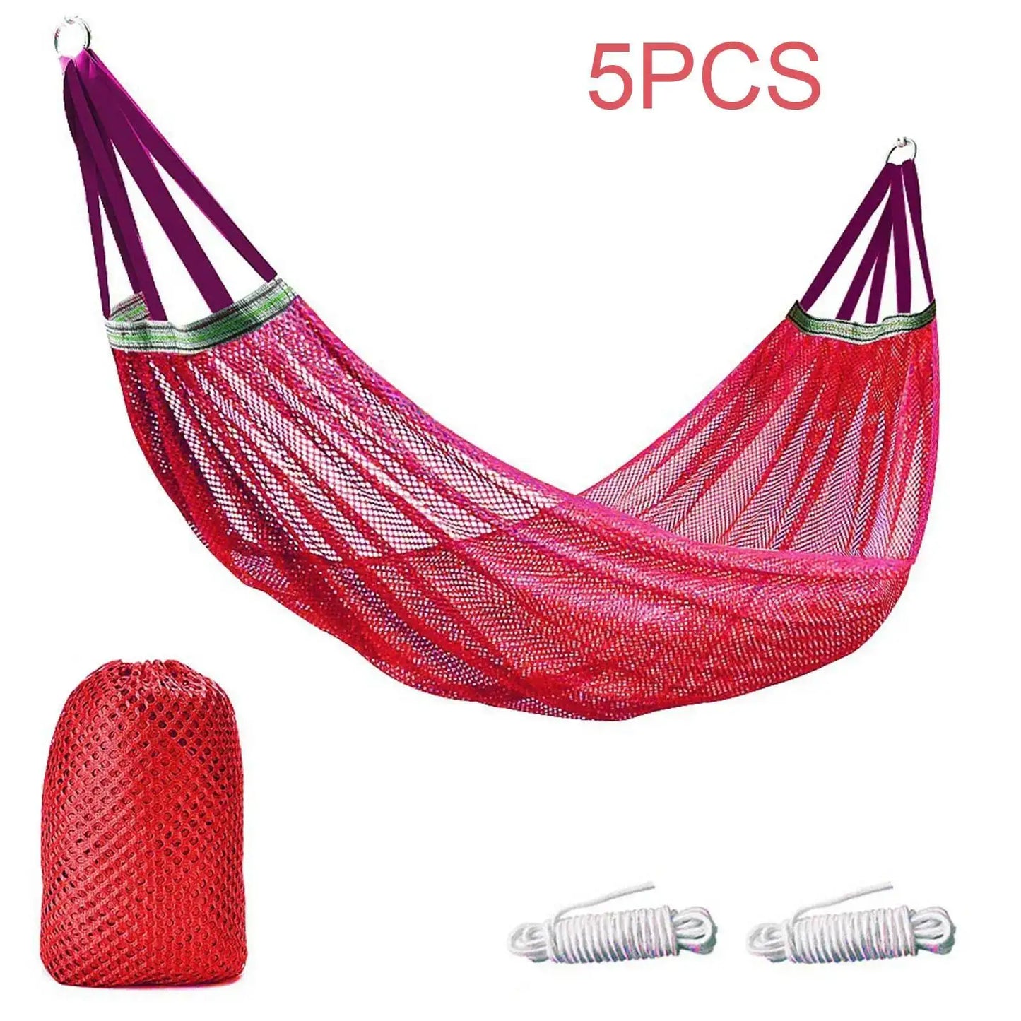 Hickened Rope Hammock Garden Outdoor Mesh Hammock Portable Simple Hammock Hanging Bed Double Outdoor Hammock with Bag