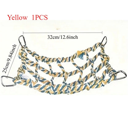 1 pcs Trending Pet Hammock Net Sturdy Braided Bed for Small Pets Parrots Guinea Pigs Fun Hanging Play Sleep Gear