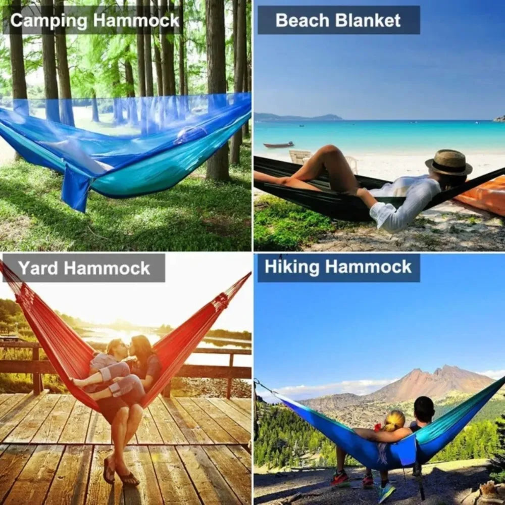 Outdoor Camping Hammock Hanging Bed Net 250x120cm High StrengthParachute Fabric With Mosquito Net Lightweight Hanging Hammocks