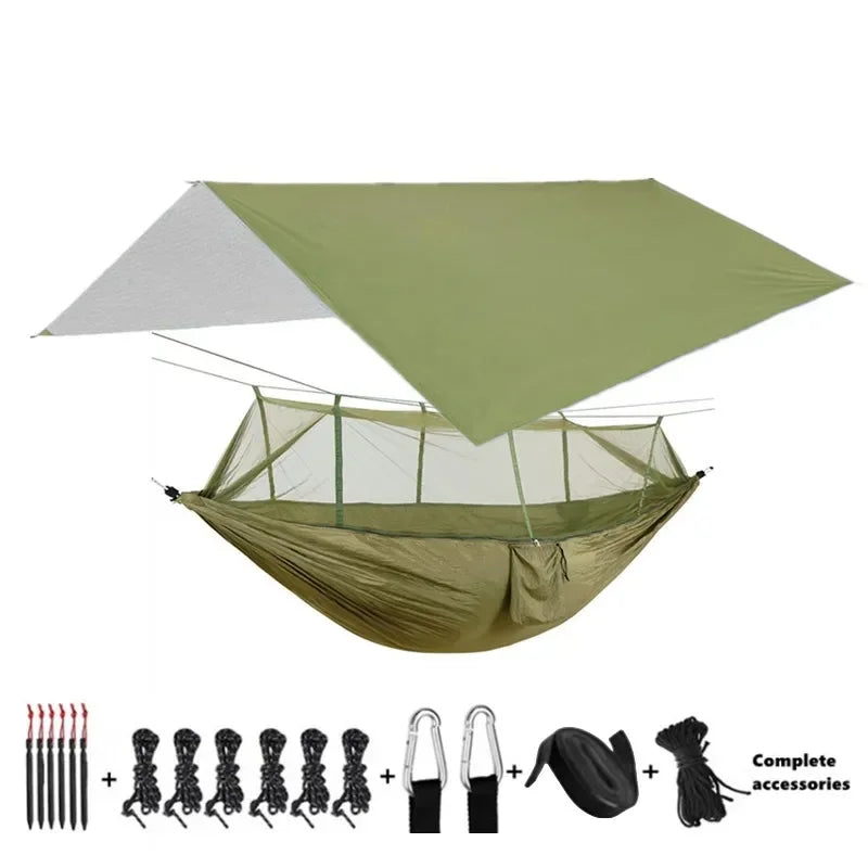 Camping Hammocks and Accessories Including Hammock with Mesh Rain Fly Tarp Tree Straps for Outdoor Use Hiking Backpacking Travel