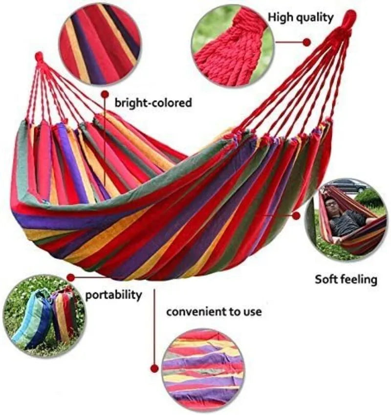 Cotton Hammock Portable Camping Suspended Sturdy Garden Hammock Comfortable Fabric Hammock Outdoor/indoor Terrace Backyard