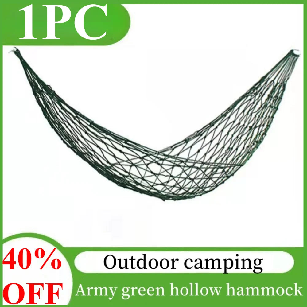 Nylon Rope Meshy Hammock For Outdoor Sleeping Net Bed Portable Outdoor Green Yard Sport Camping Hammock Hanging Bed