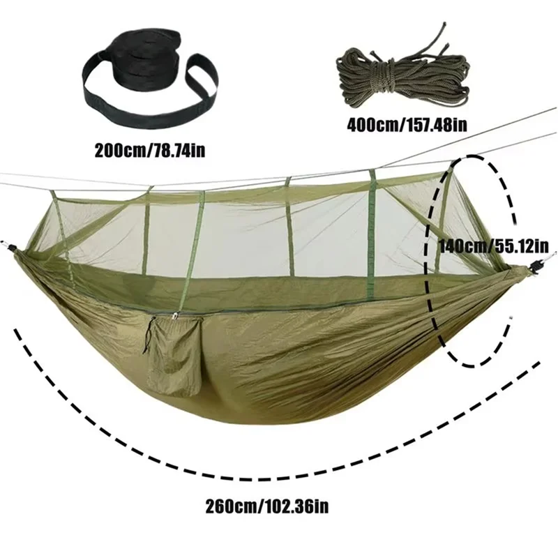 Y67A-Camping Hammock With Net 2 Person Hammock With Net Mesh Design Outdoor Must-Haves For Backpacking Hiking Beach Patio