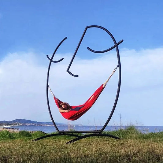 Hammock Swing with Steel Stand for Interactive Fun Theme Park Outdoor Patio Photogenic Props Landscape Landmarks Decoration
