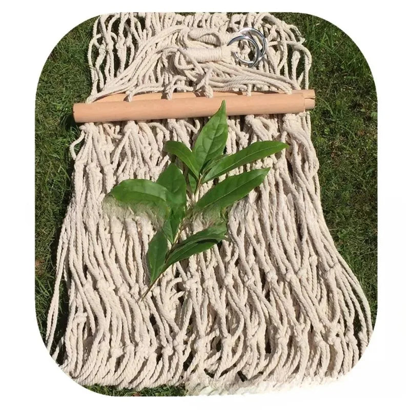 Anti-turnover Cotton Mesh Hammock Outdoor Camping Mesh Hammock Short Stick Leisure Mesh Pocket Hammock