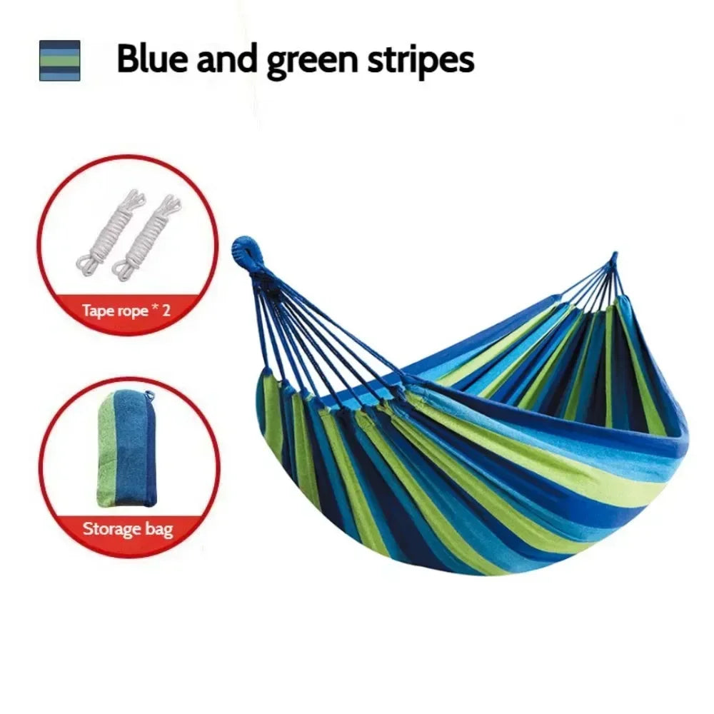 Single Wide Thick Canvas Hammock Outdoor Camping Backpackaging Leisure Swing Portable Hanging Bed Sleeping Swing Hammock