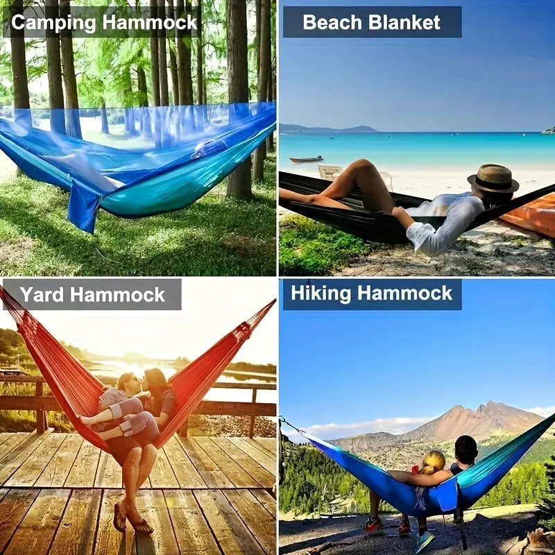 Quickly install hammock, with mosquito net, nylon knitted fabric, very suitable for outdoor camping, mosquito net hammock
