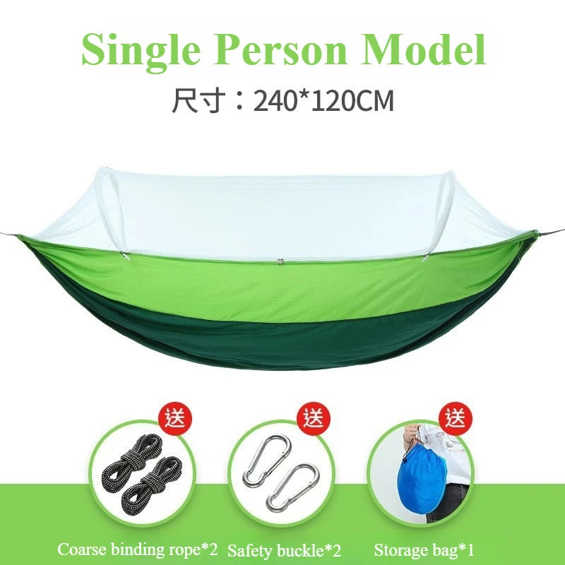 Outdoor Camping Hammock with Mosquito Net Swing Sleeping Hammock Camping Stuff Hanging Sleeping Hammock with Storage Bag