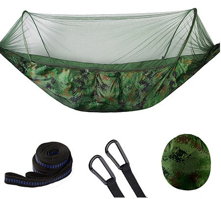 290*140 Hammock with Anti-mosquito Outdoor Double Nylon Parachute Cloth Camping Mosquito Net Quick Open Hammock Control Hammock