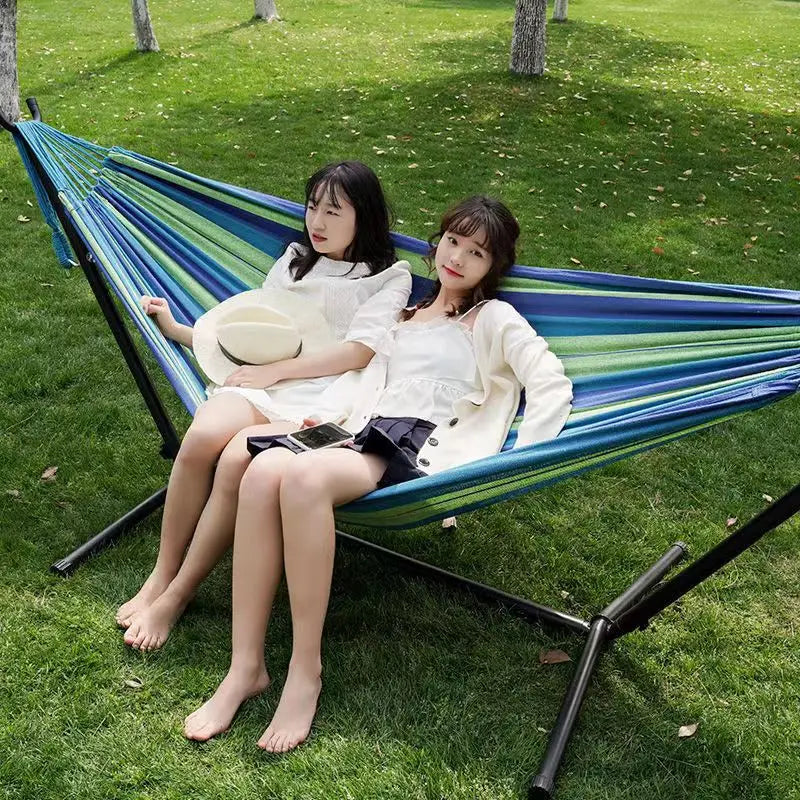 Indoor Lunch Break Outdoor Horn Hammock Stand Reinforced and Stabilized Mesh Bed Outdoor Canvas Swing Camping