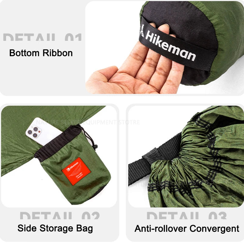 Outdoor Camping Hammock with Storage Bag 210T High Strength Hanging Sleeping Bed for Beach Picnic Load Capacity 200kg Hammocks