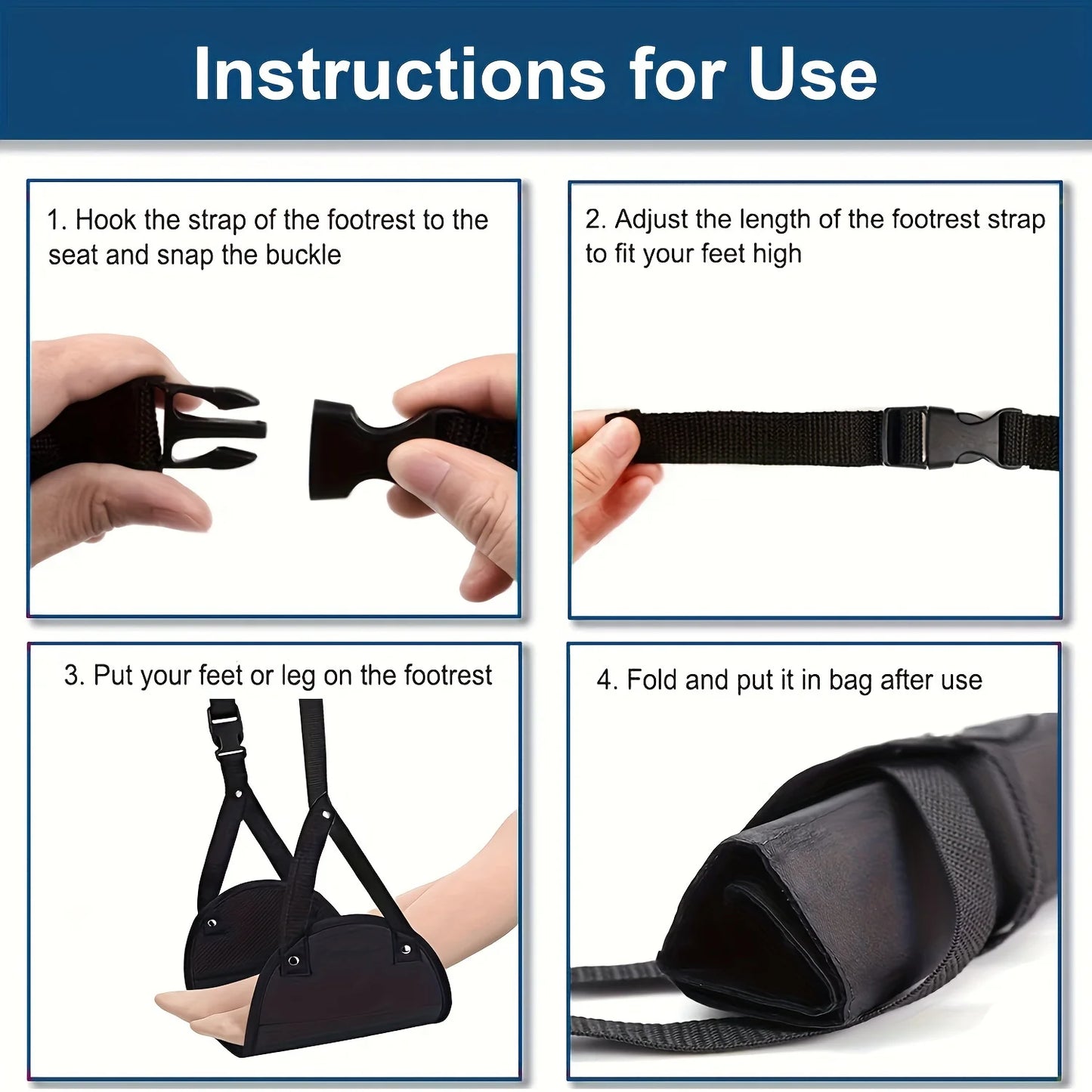 2Pcs Airplane Foot Hammock, Foot Rest, Airplane Travel Footrest, Flight Leg Hammock Hanger Sling, Portable Travel Accessories