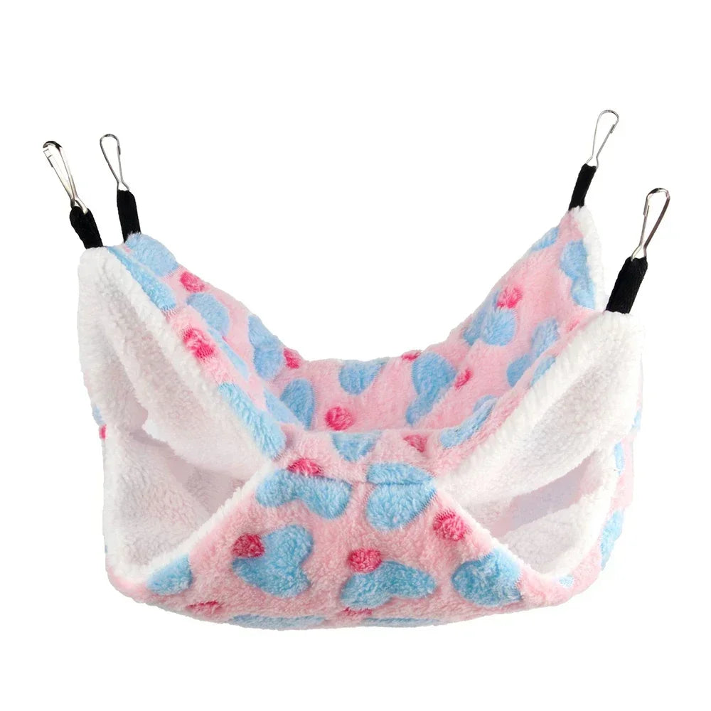 Hamster Hammock Small Pet Hanging Bed Double Warm Thickened Honeybug Flying Squirrel Guinea Pig Hammock Pet Cage Accessories