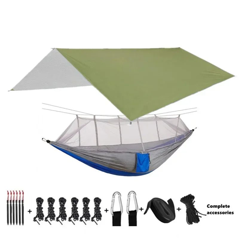 Camping Hammocks and Accessories Including Hammock with Mesh Rain Fly Tarp Tree Straps for Outdoor Use Hiking Backpacking Travel