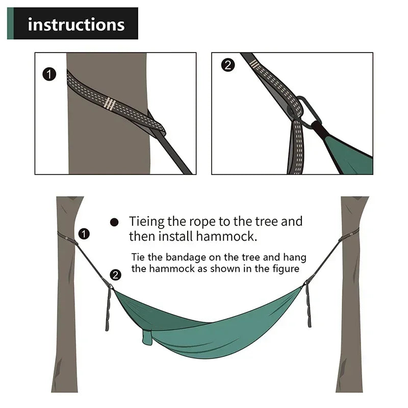 2PCS High Bearing Capacity Hammock Straps Breaking Strength Polyester Hammock Belt Rope with Ring Camping Gear Accessories