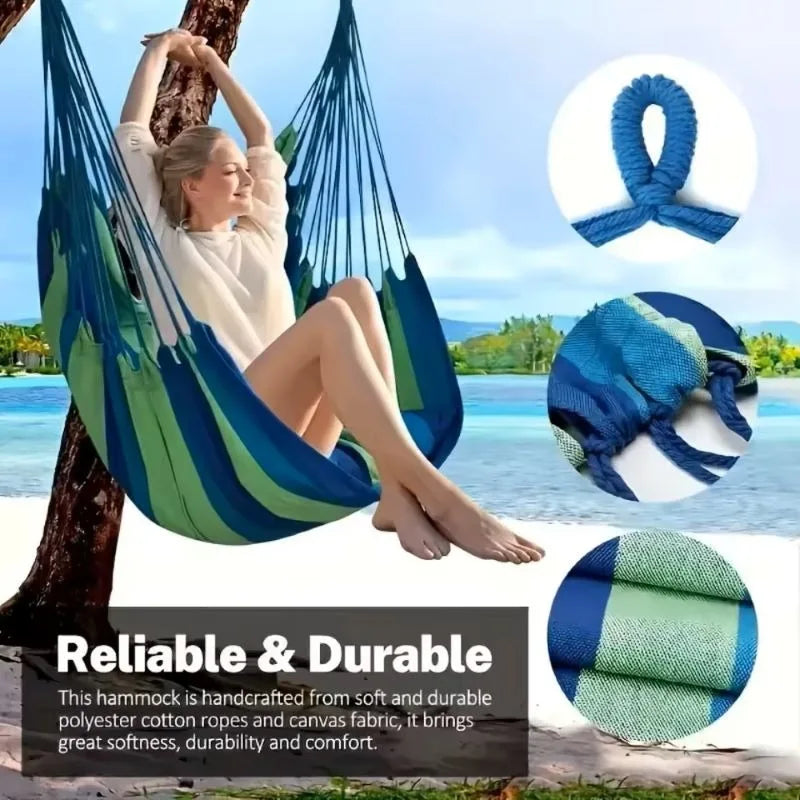 Cotton Hammock Portable Camping Suspended Sturdy Garden Hammock Comfortable Fabric Hammock Outdoor/indoor Terrace Backyard