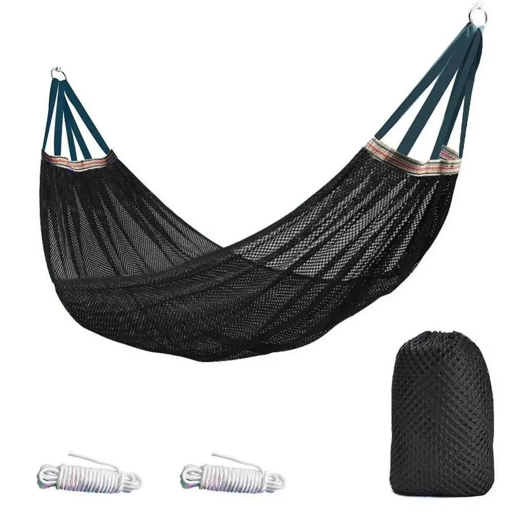 Simple Portable Mesh Hammock Breathable Foldable Ice Silk Hanging Bed With Storage Bag Anti-rollover Outdoor Camping Swing Patio