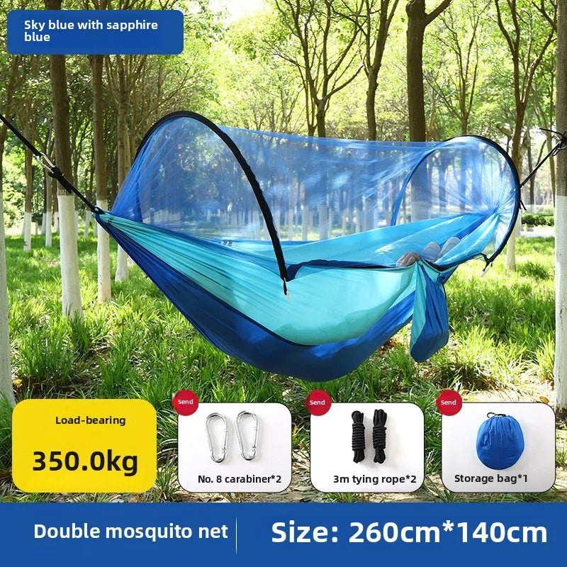 Nylon Spun Hammock Ultra-light Nylon Parachute Color Matching Single Double Outdoor Hammock Camping Cross-border Camping Swing