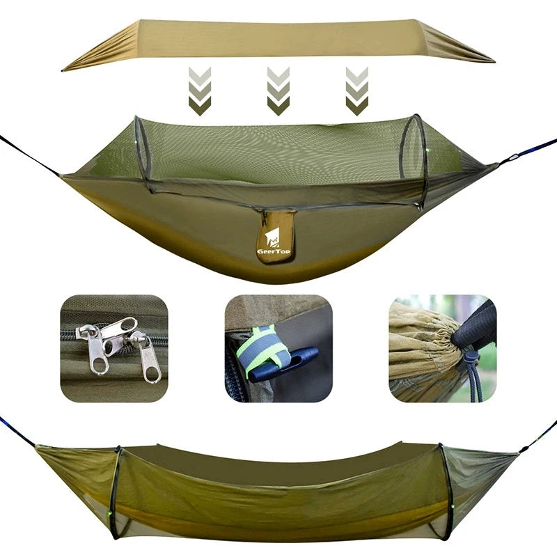 Portable Outdoor Camping Leisure Mosquito Net Hammocks Sunshade Canopy Travel Tourist Nature Hike Sleeping Hanging Hammock Swing