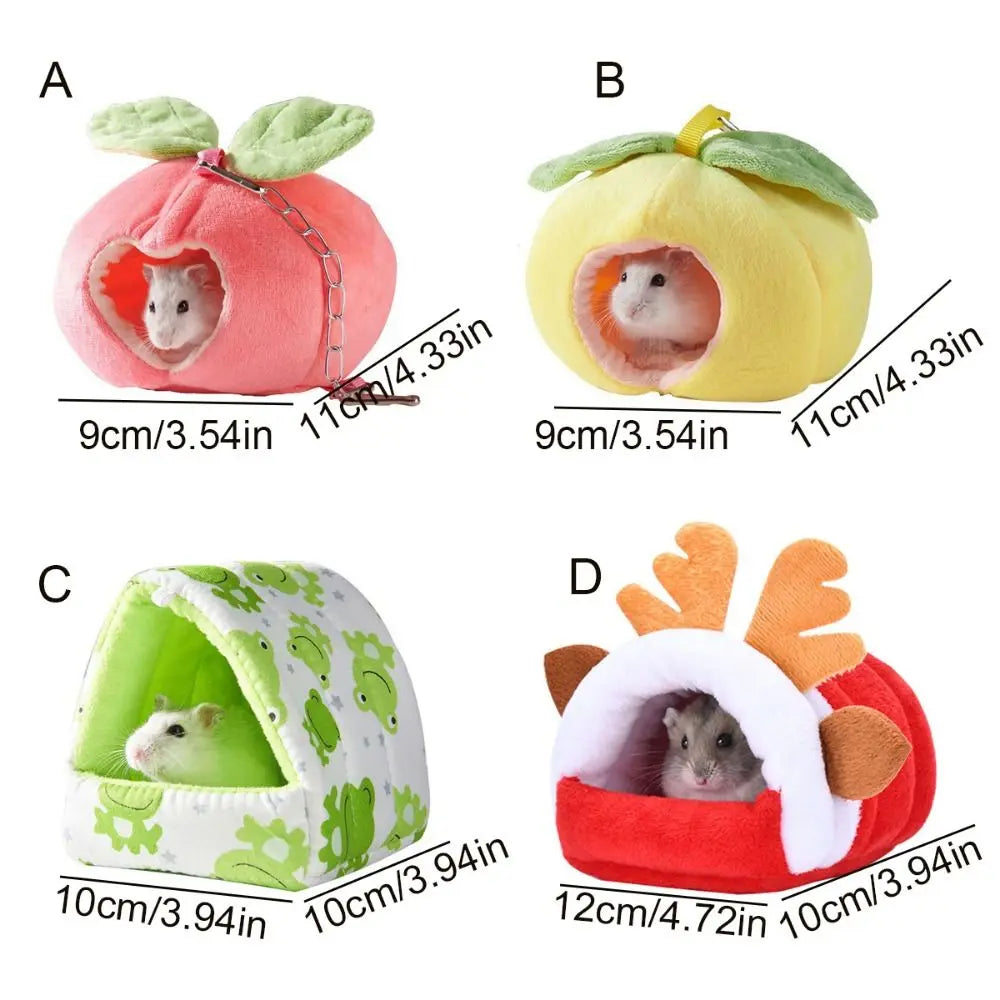 Cute Hanging Hamster Hammock Cartoon Fruit Shape Plush Hamster Sleeping Bag Soft Plush Hamster Cotton House Autumn
