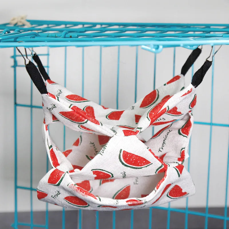 햄스터 Pet Hammock Cotton Hamster Mouse Hanging Bed Small Pet Hamster Rabbit Double Layer Warm Sleep Nests Hanging Hammock Supplies